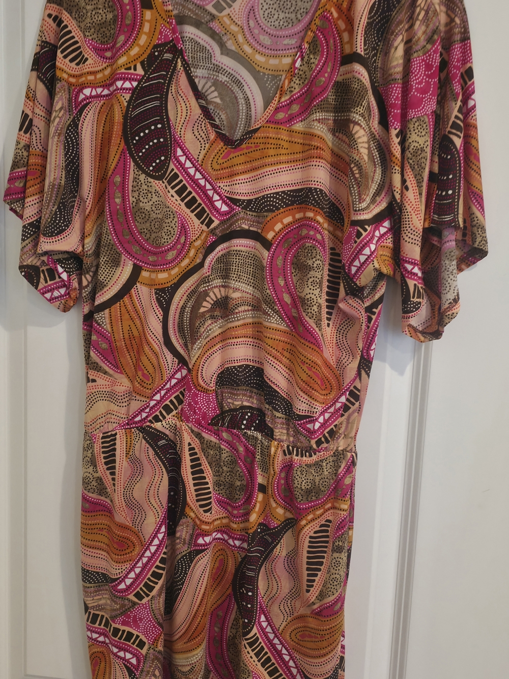 Veronica M Multicolor Swirl Print Dress in Pink, Orange, Brown